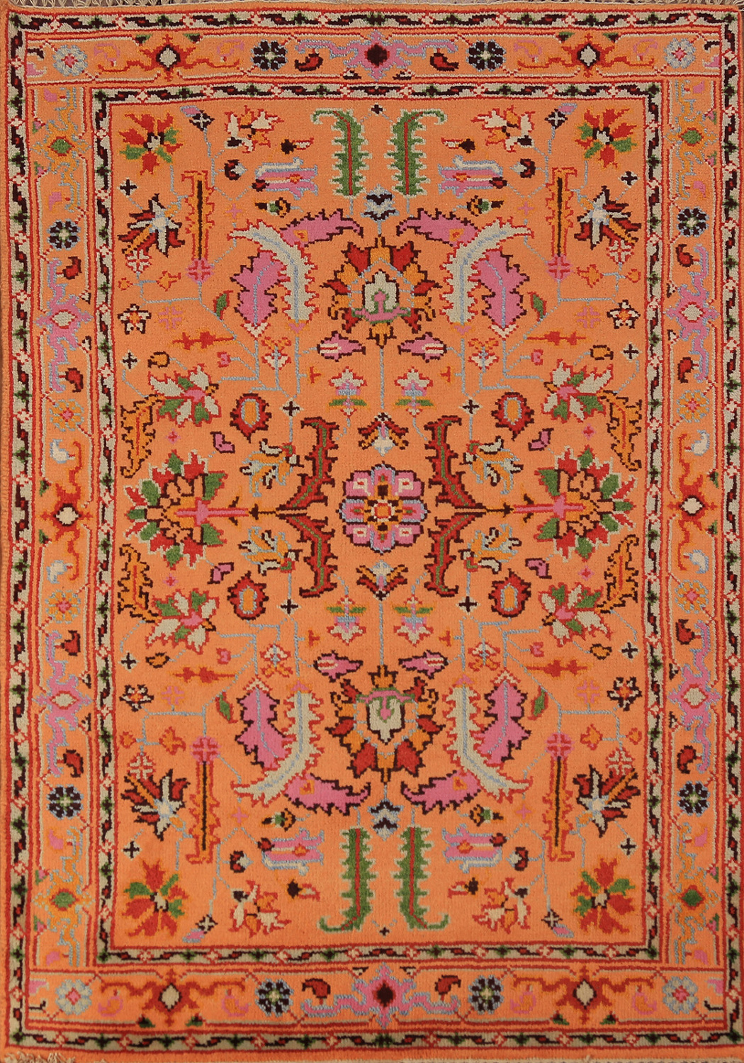 AllOver Orange Wool Oushak Oriental Accent Rug 4x6