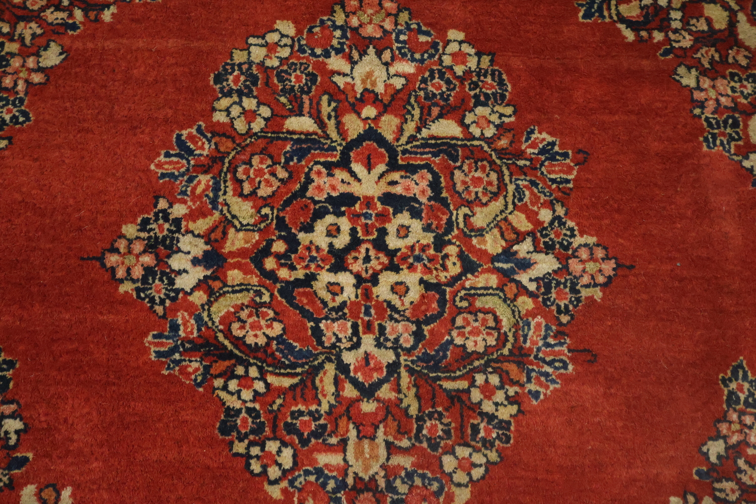 Orange Square Medallion Sarouk Persian Rug 5x5