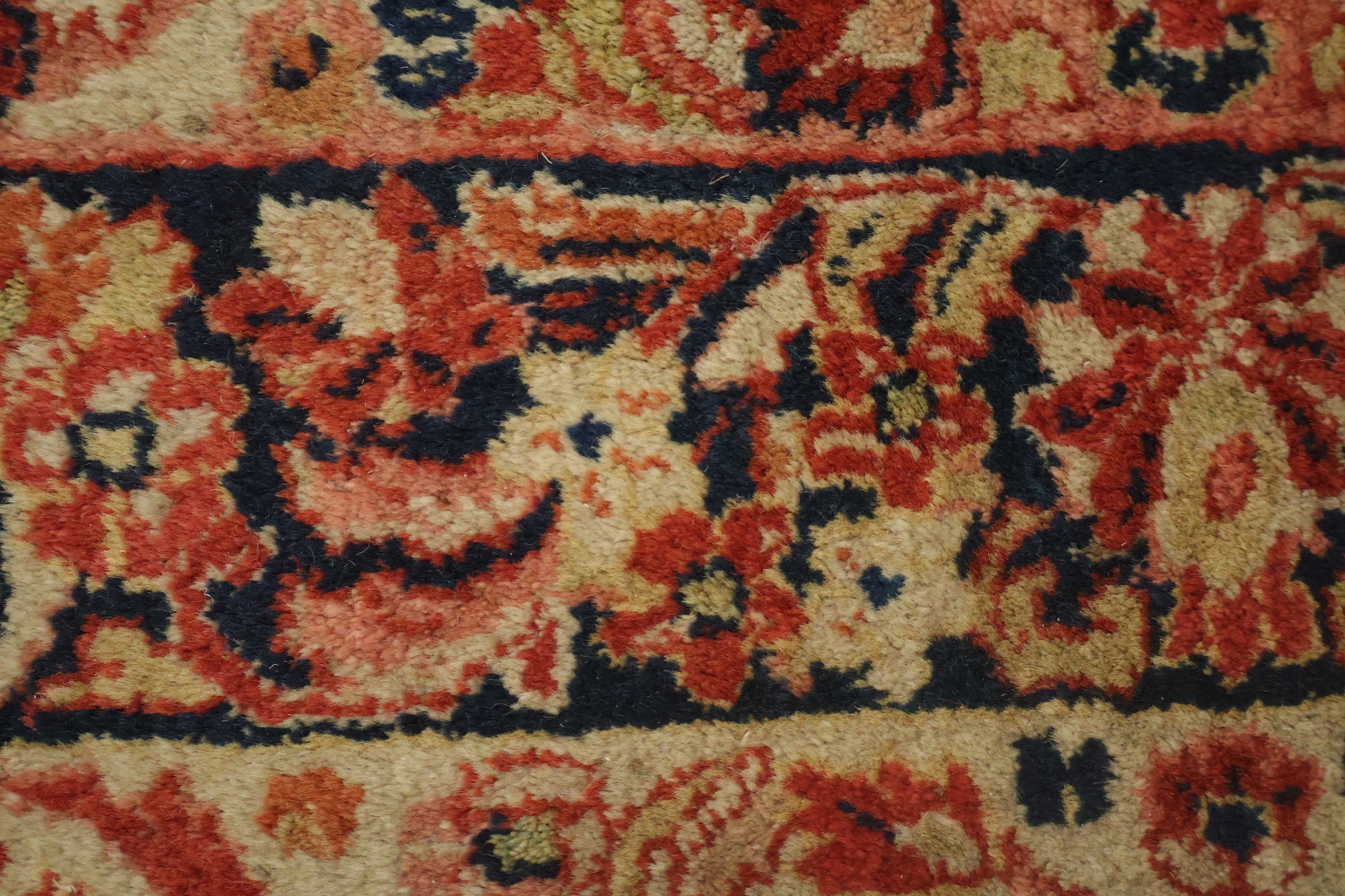 Orange Square Medallion Sarouk Persian Rug 5x5