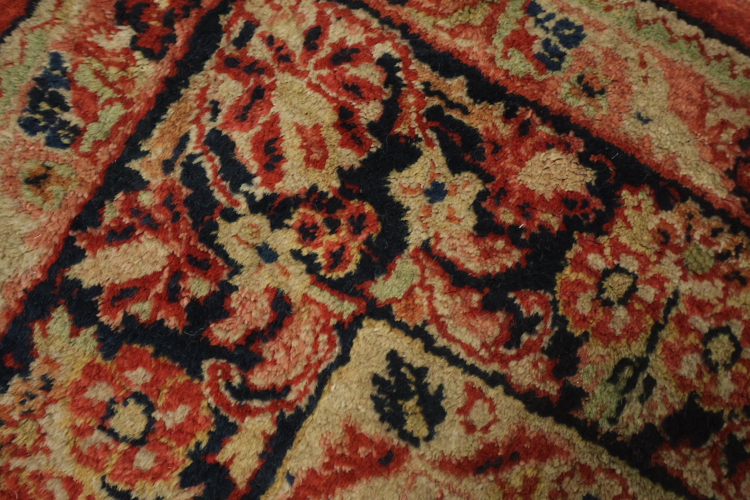 Orange Square Medallion Sarouk Persian Rug 5x5