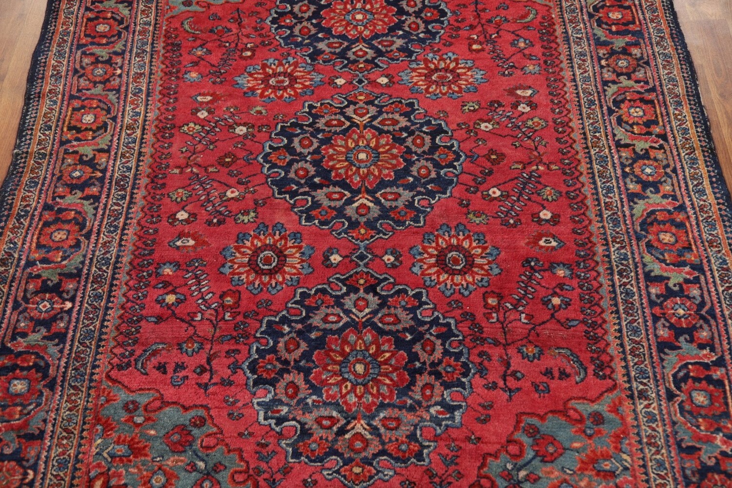 Pre-1900 Antique Vegetable Dye Sarouk Farahan Persian Rug 5x6