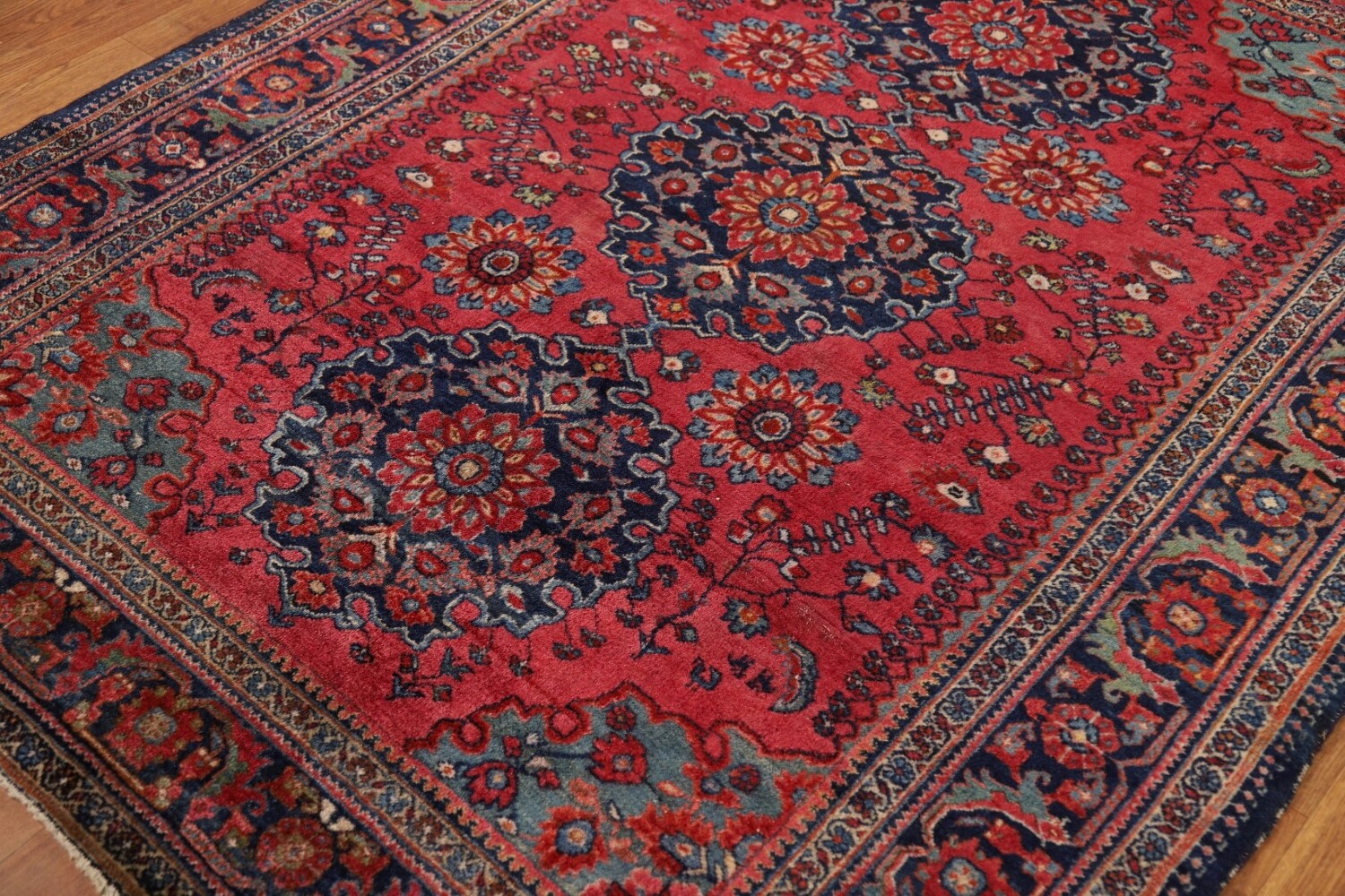 Pre-1900 Antique Vegetable Dye Sarouk Farahan Persian Rug 5x6