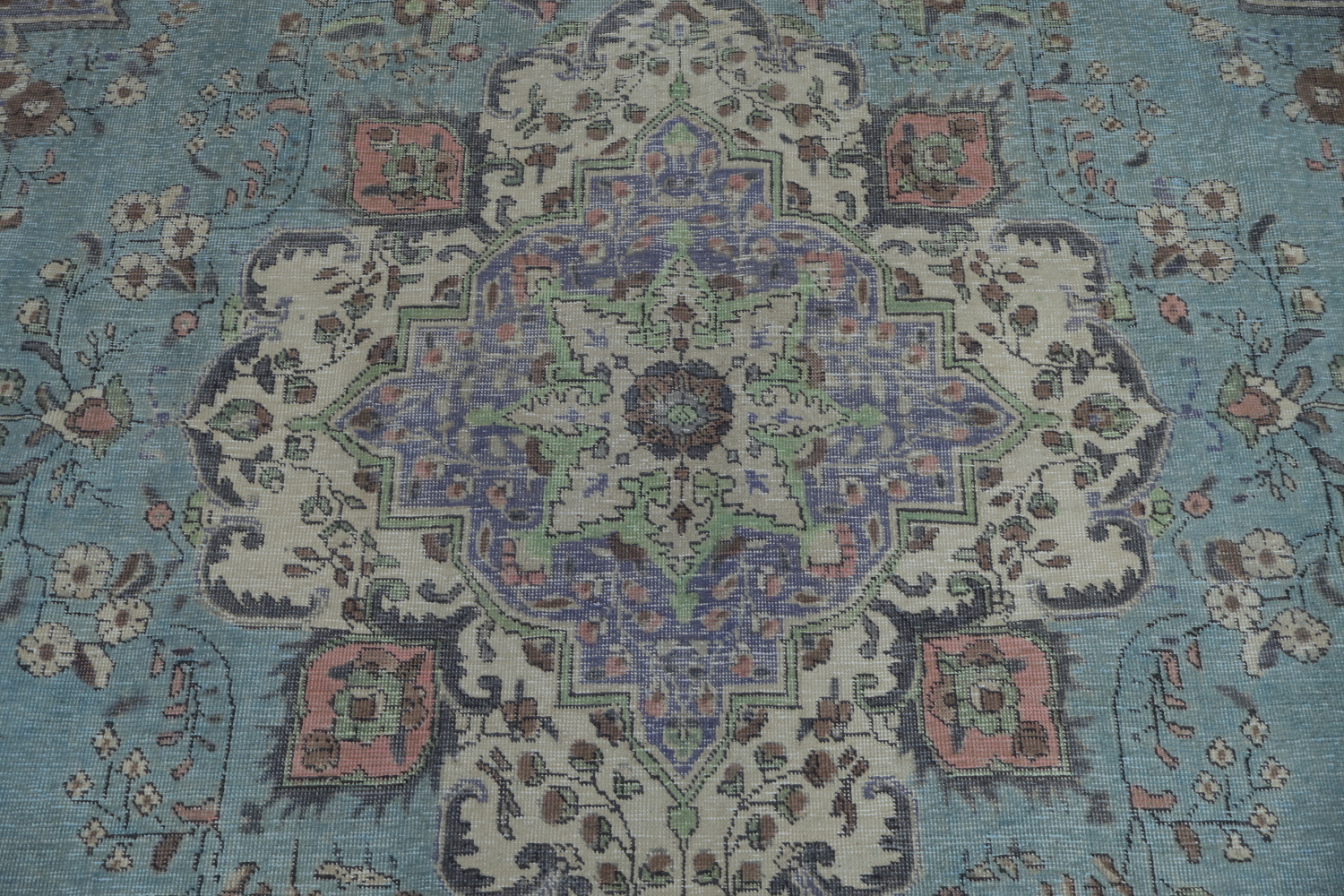 Light Blue Medallion Wool Tabriz Persian Area Rug 10x12