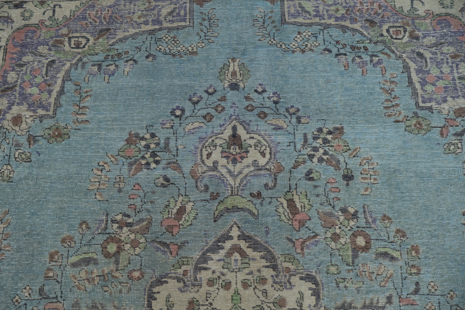 Light Blue Medallion Wool Tabriz Persian Area Rug 10x12