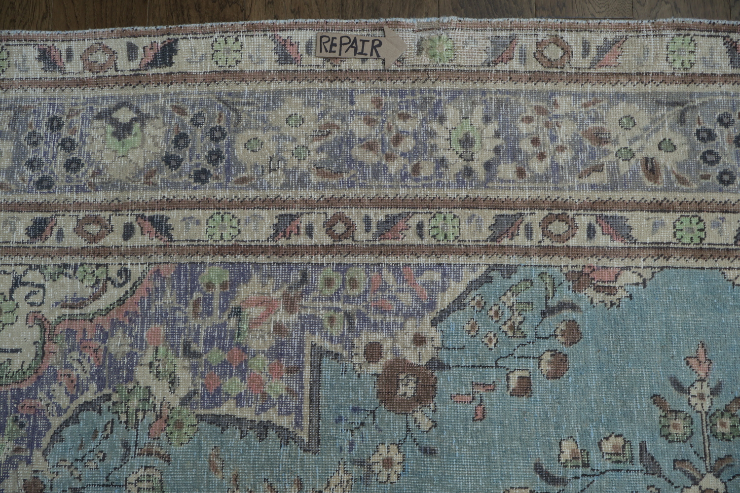 Light Blue Medallion Wool Tabriz Persian Area Rug 10x12