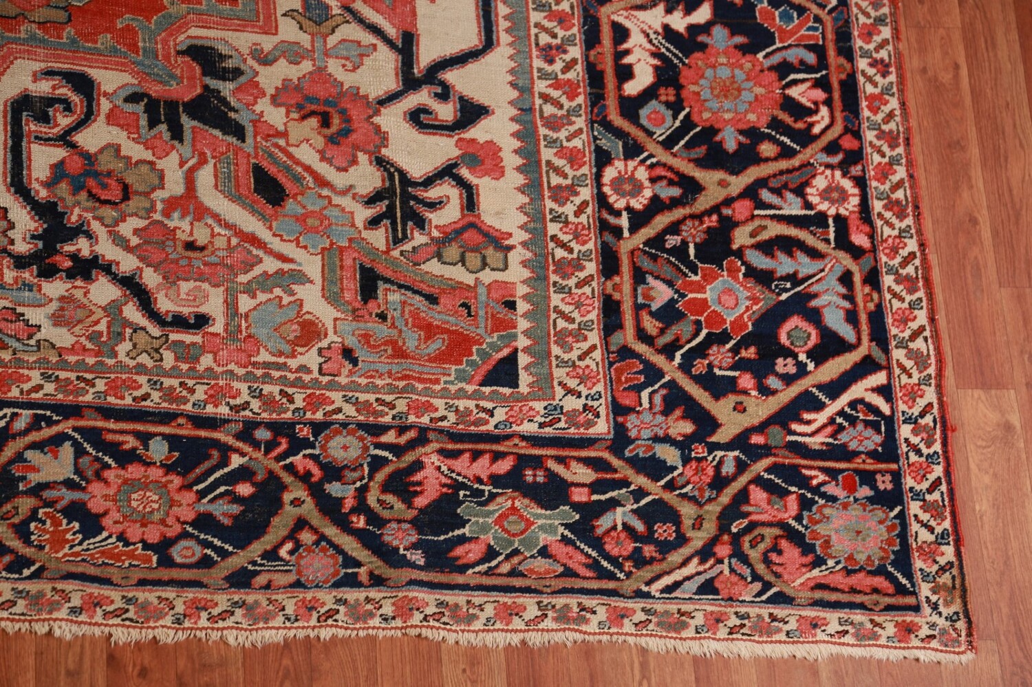 Pre-1900 Vegetable Dye Heriz Serapi Persian Large Rug 11x18