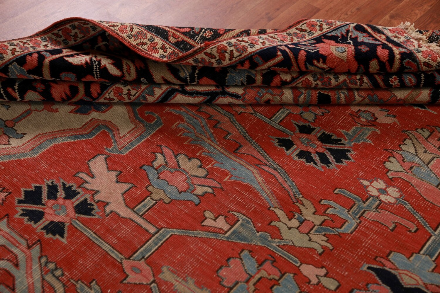 Pre-1900 Vegetable Dye Heriz Serapi Persian Large Rug 11x18