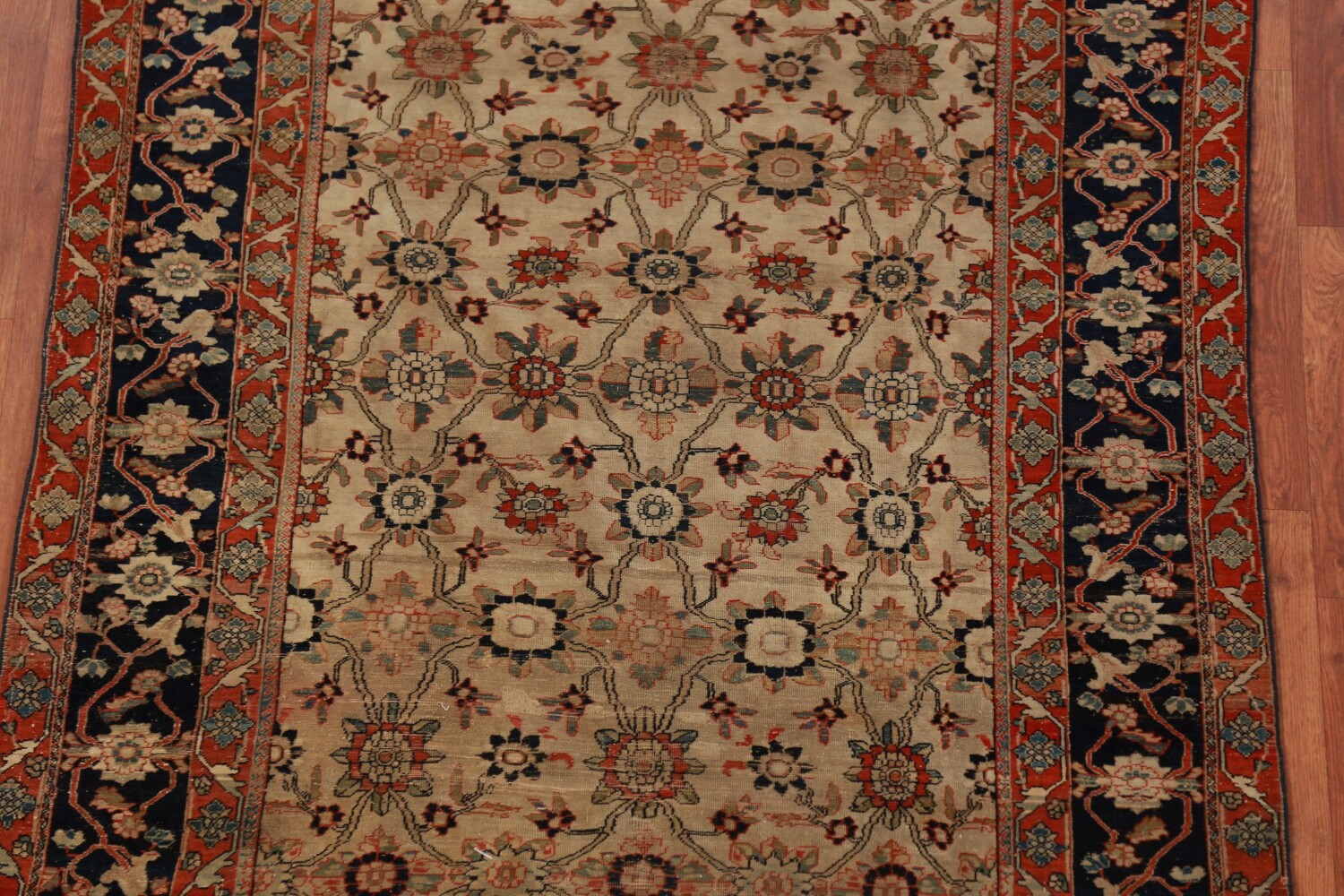 Pre-1900 Vegetable Dye Sarouk Farahan Persian Rug 4x7