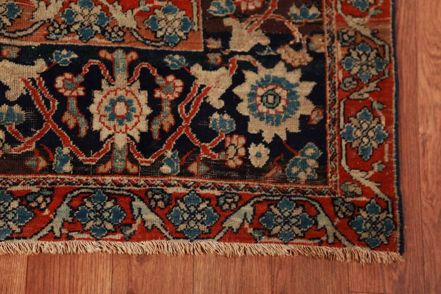 Pre-1900 Vegetable Dye Sarouk Farahan Persian Rug 4x7