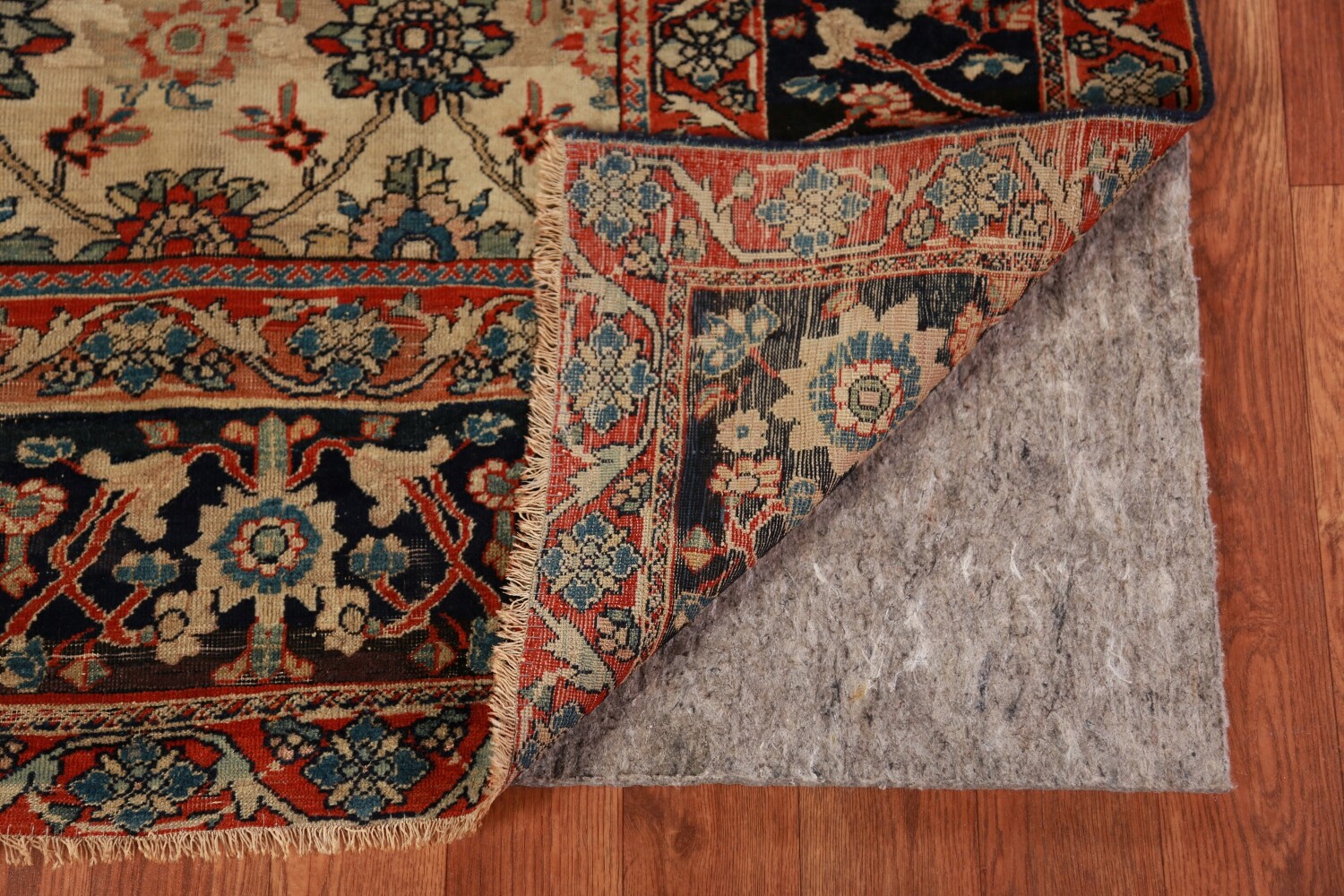 Pre-1900 Vegetable Dye Sarouk Farahan Persian Rug 4x7