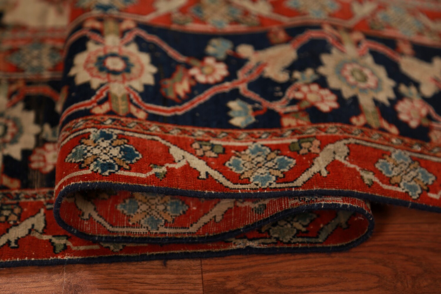 Pre-1900 Vegetable Dye Sarouk Farahan Persian Rug 4x7