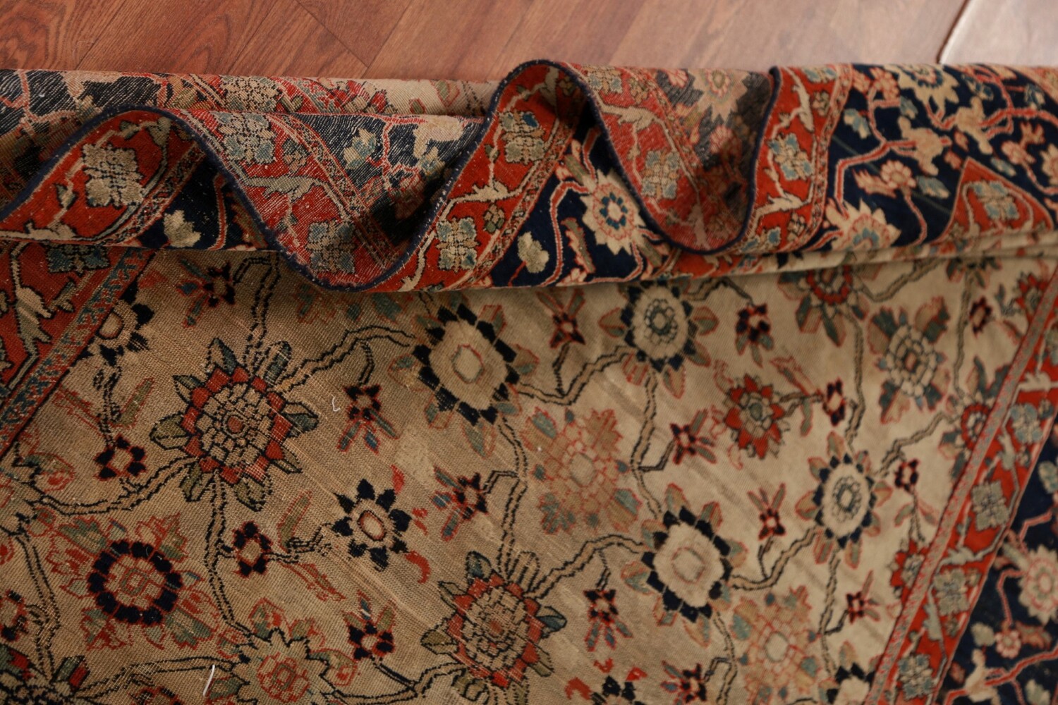 Pre-1900 Vegetable Dye Sarouk Farahan Persian Rug 4x7