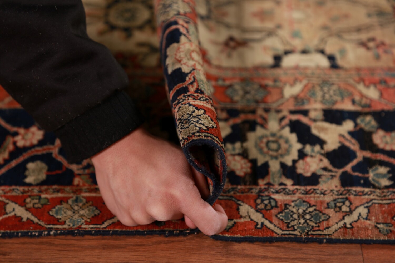 Pre-1900 Vegetable Dye Sarouk Farahan Persian Rug 4x7