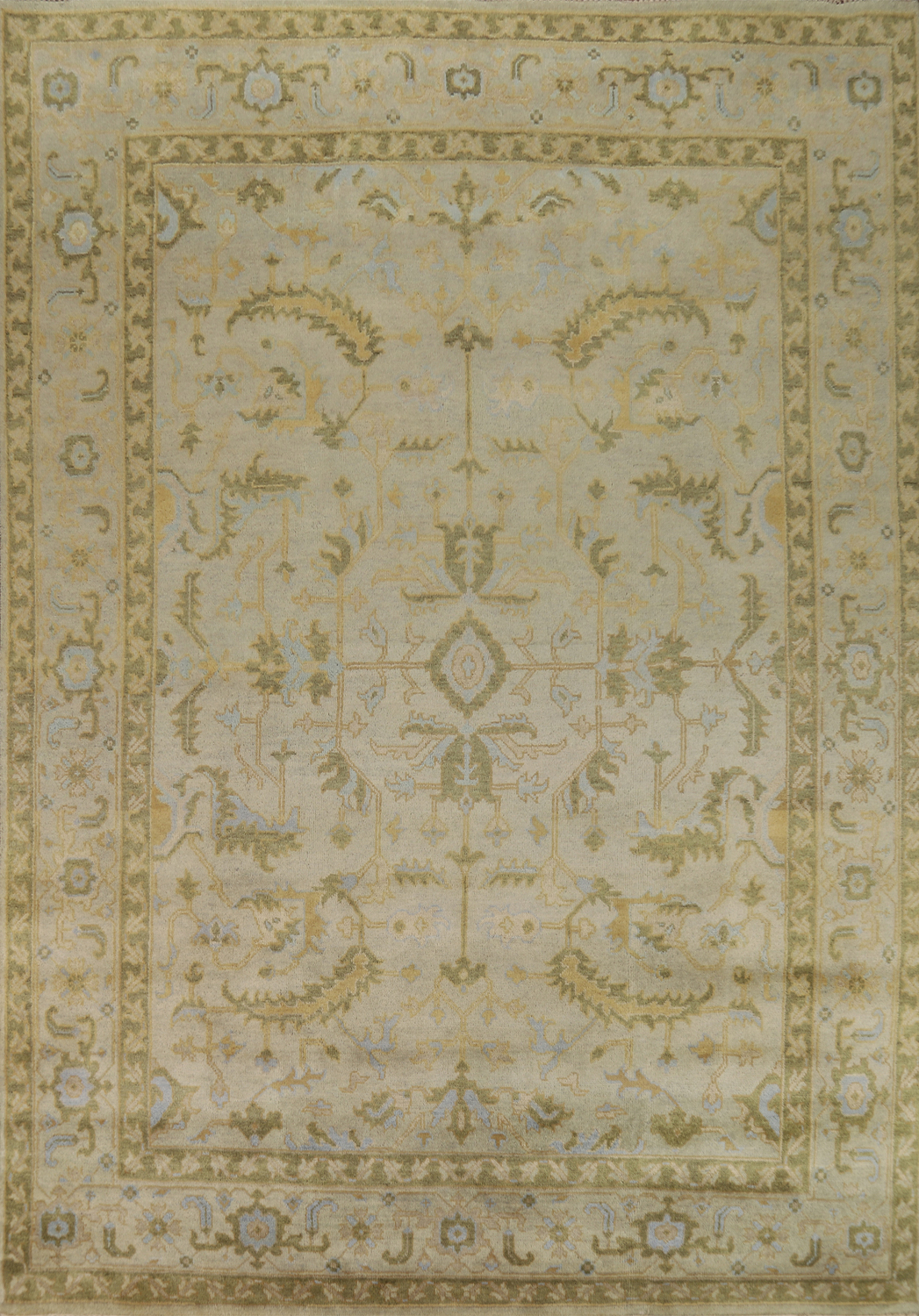 Handmade Green Oushak Indian Area Rug 9x12