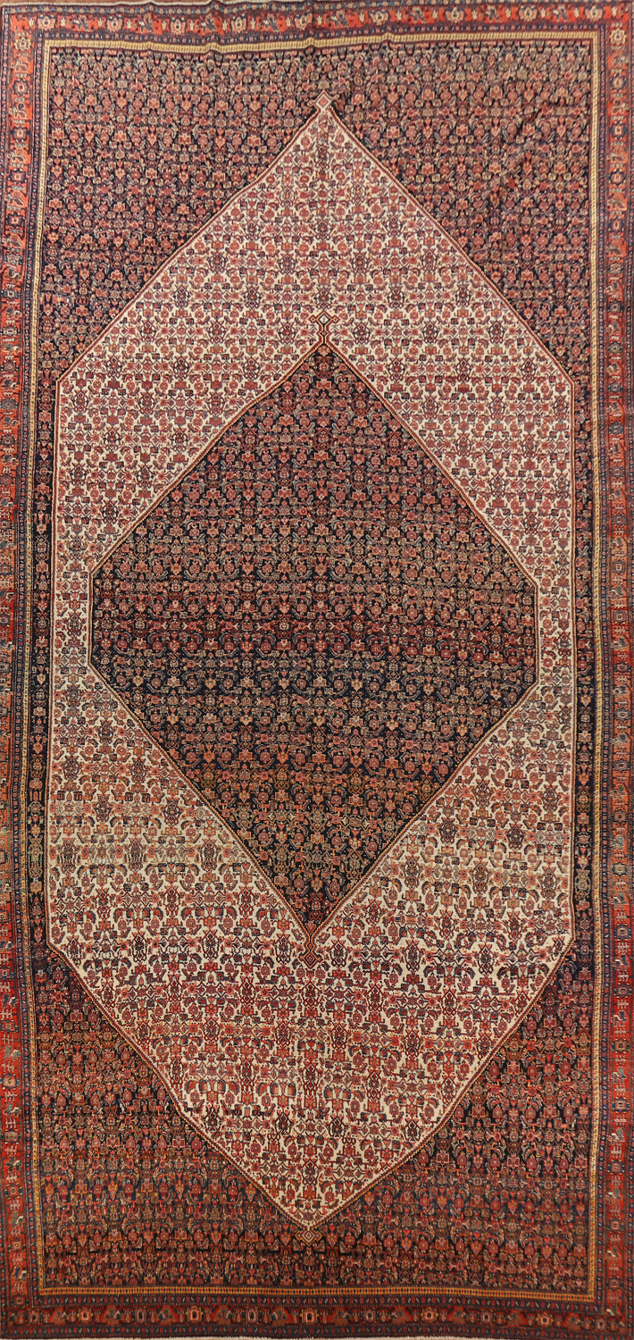 Pre-1900 Antique Vegetable Dye Senneh Persian Rug 8x20