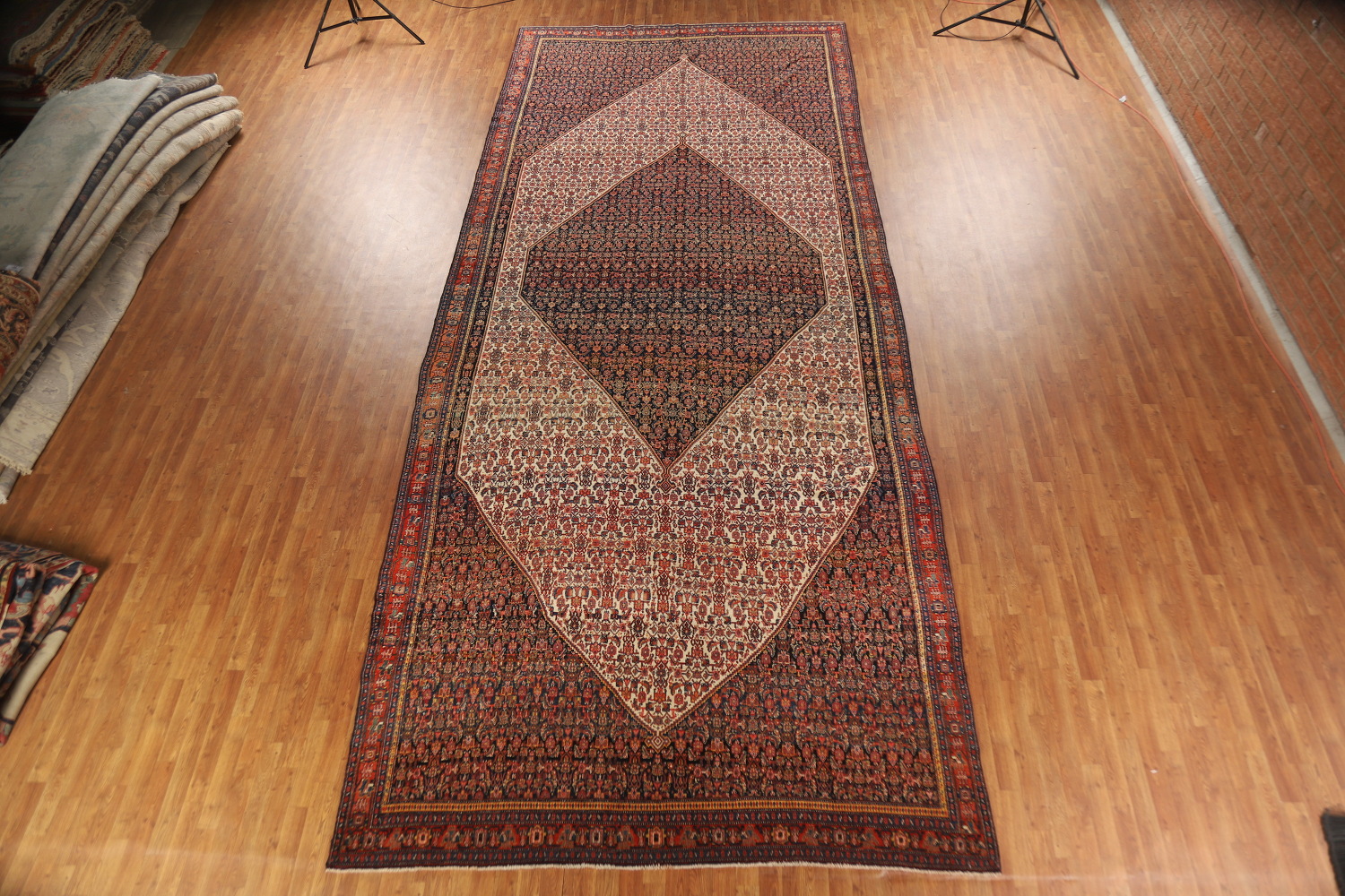 Pre-1900 Antique Vegetable Dye Senneh Persian Large Rug 8x20