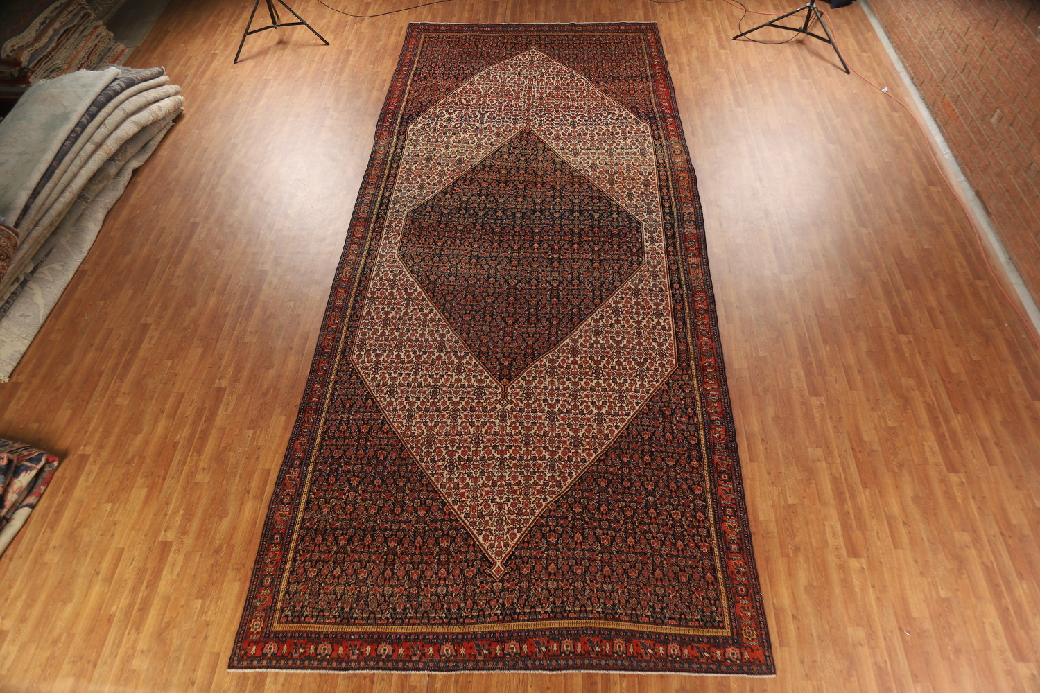 Pre-1900 Antique Vegetable Dye Senneh Persian Large Rug 8x20