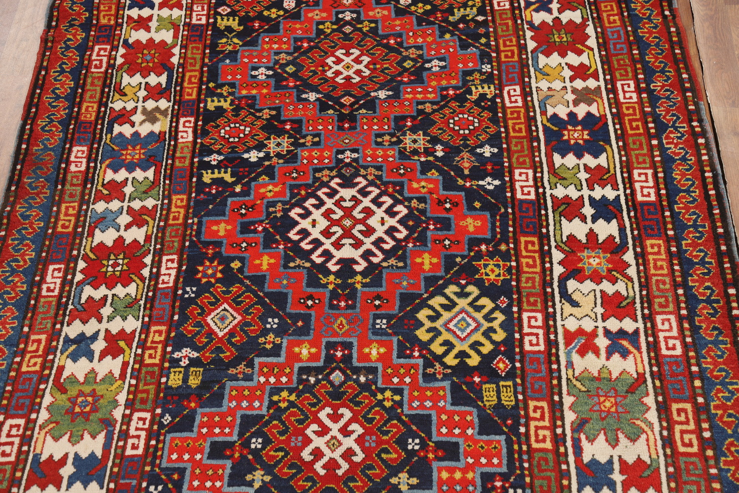 Antique Vegetable Dye Kazak Oriental Area Rug 5x9