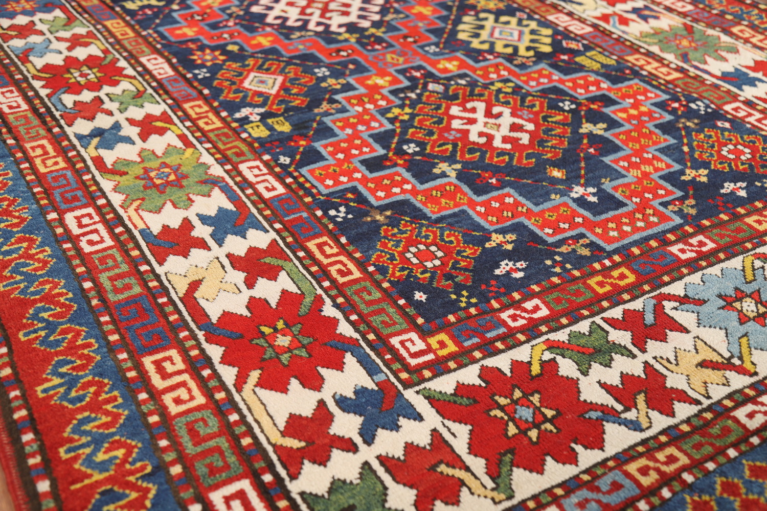 Antique Vegetable Dye Kazak Oriental Area Rug 5x9