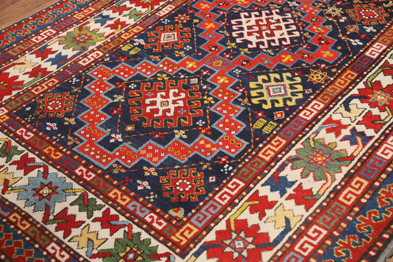 Antique Vegetable Dye Kazak Oriental Area Rug 5x9