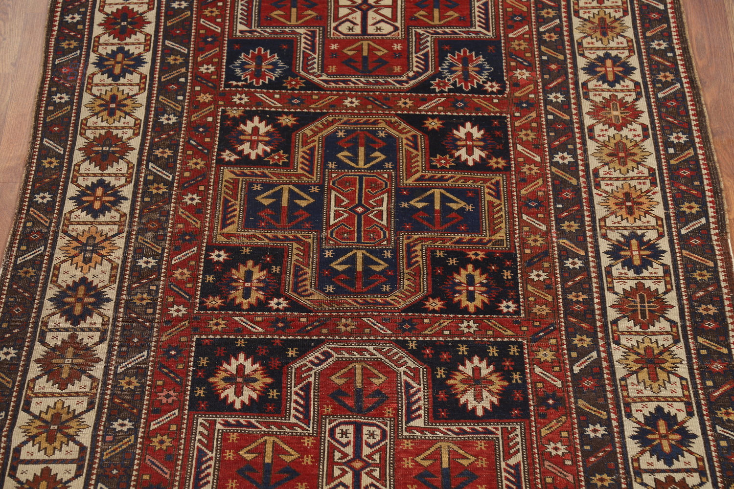 Pre-1900 Antique Vegetable Dye Kazak Oriental Rug 4x7