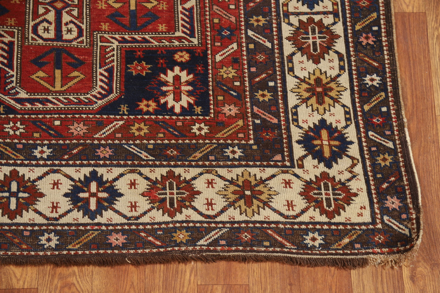Pre-1900 Antique Vegetable Dye Kazak Oriental Rug 4x7