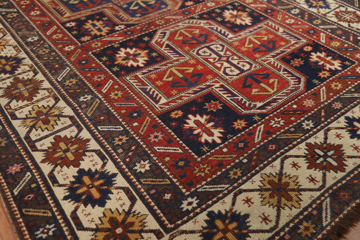 Pre-1900 Antique Vegetable Dye Kazak Oriental Rug 4x7