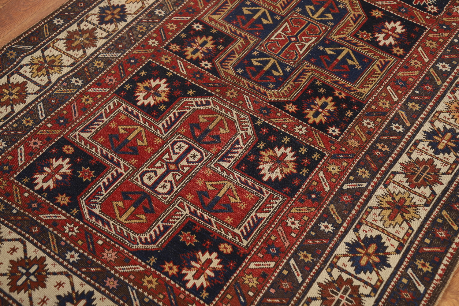Pre-1900 Antique Vegetable Dye Kazak Oriental Rug 4x7