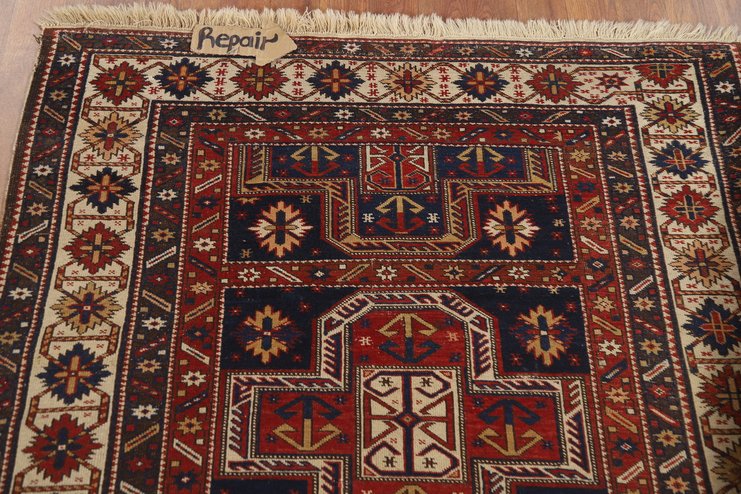 Pre-1900 Antique Vegetable Dye Kazak Oriental Rug 4x7