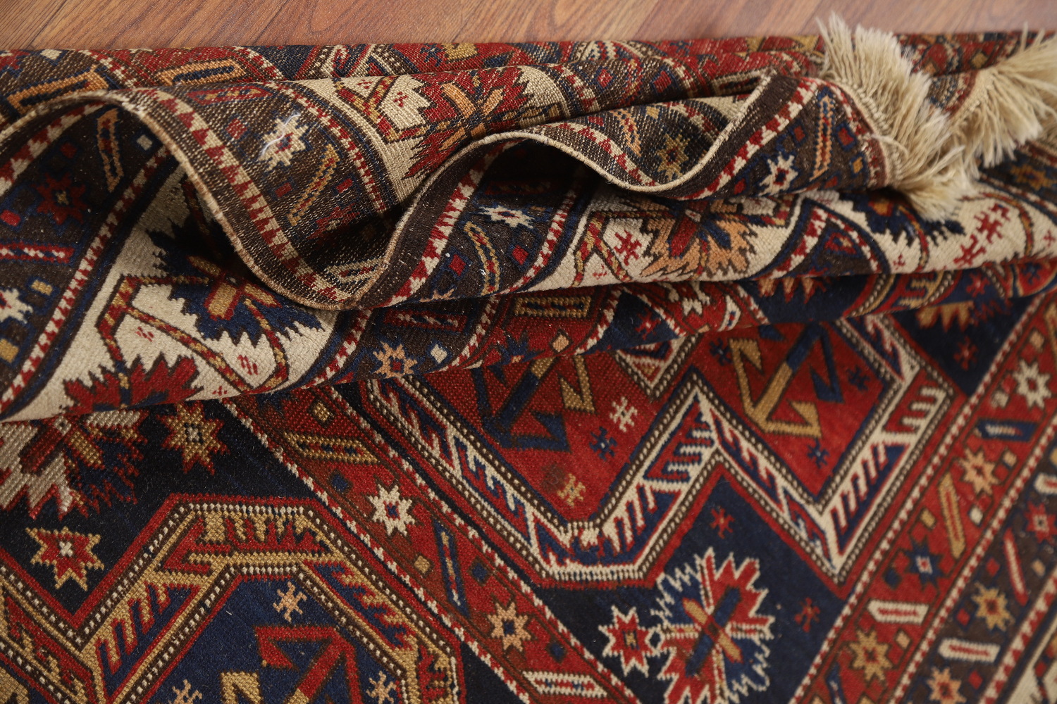 Pre-1900 Antique Vegetable Dye Kazak Oriental Rug 4x7