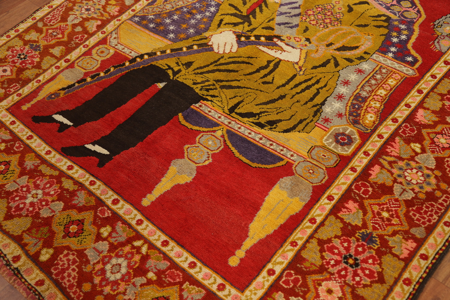 Pre-1900 Antique Vegetable Dye Kerman Persian Rug 5x6