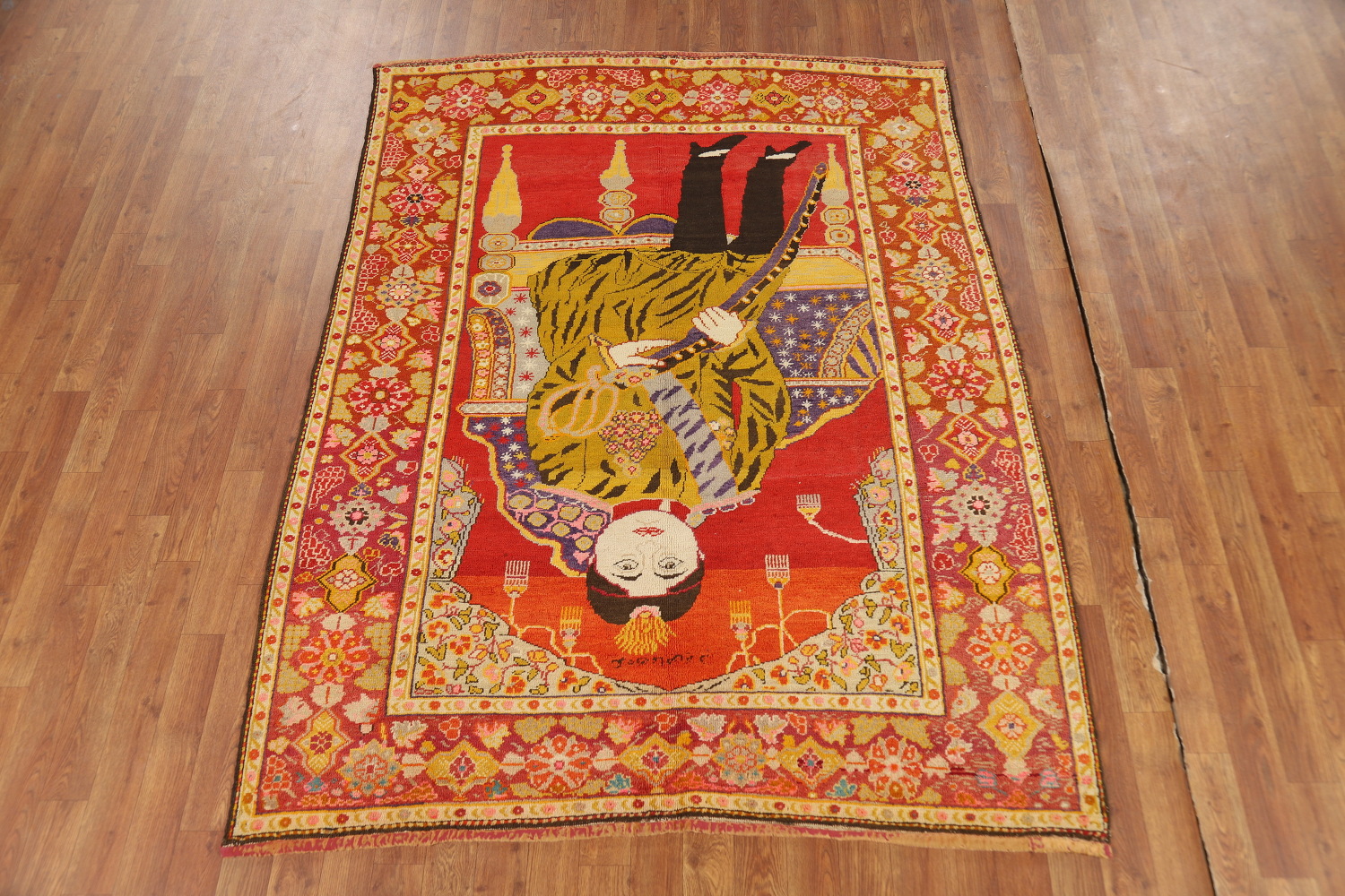 Pre-1900 Antique Vegetable Dye Kerman Persian Rug 5x6