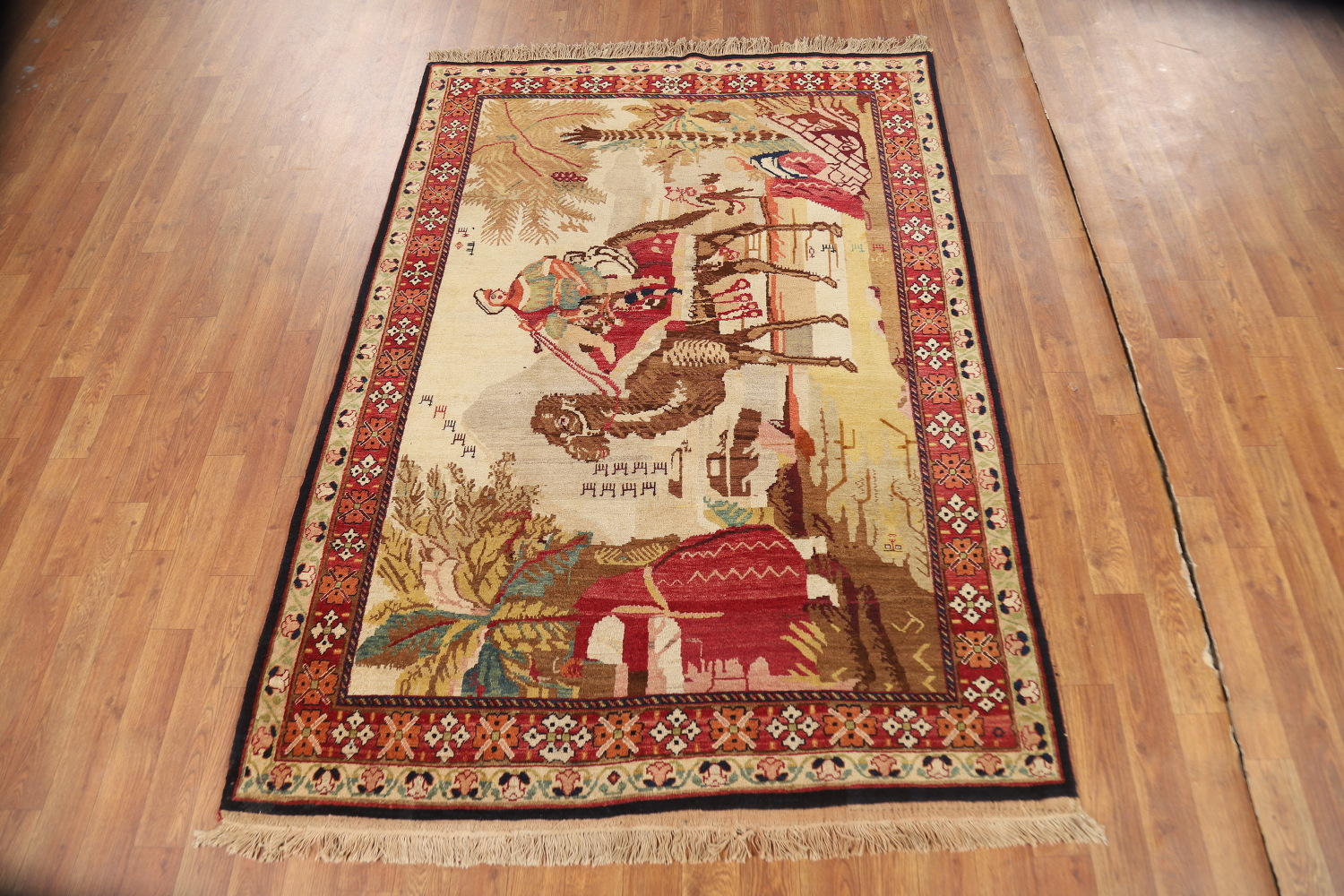 Antique Vegetable Dye Karabagh Oriental Rug 4x6