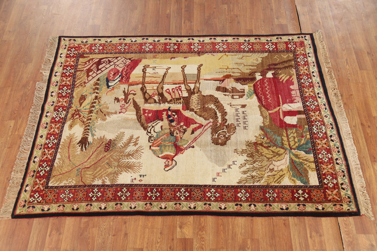 Antique Vegetable Dye Karabagh Oriental Rug 4x6