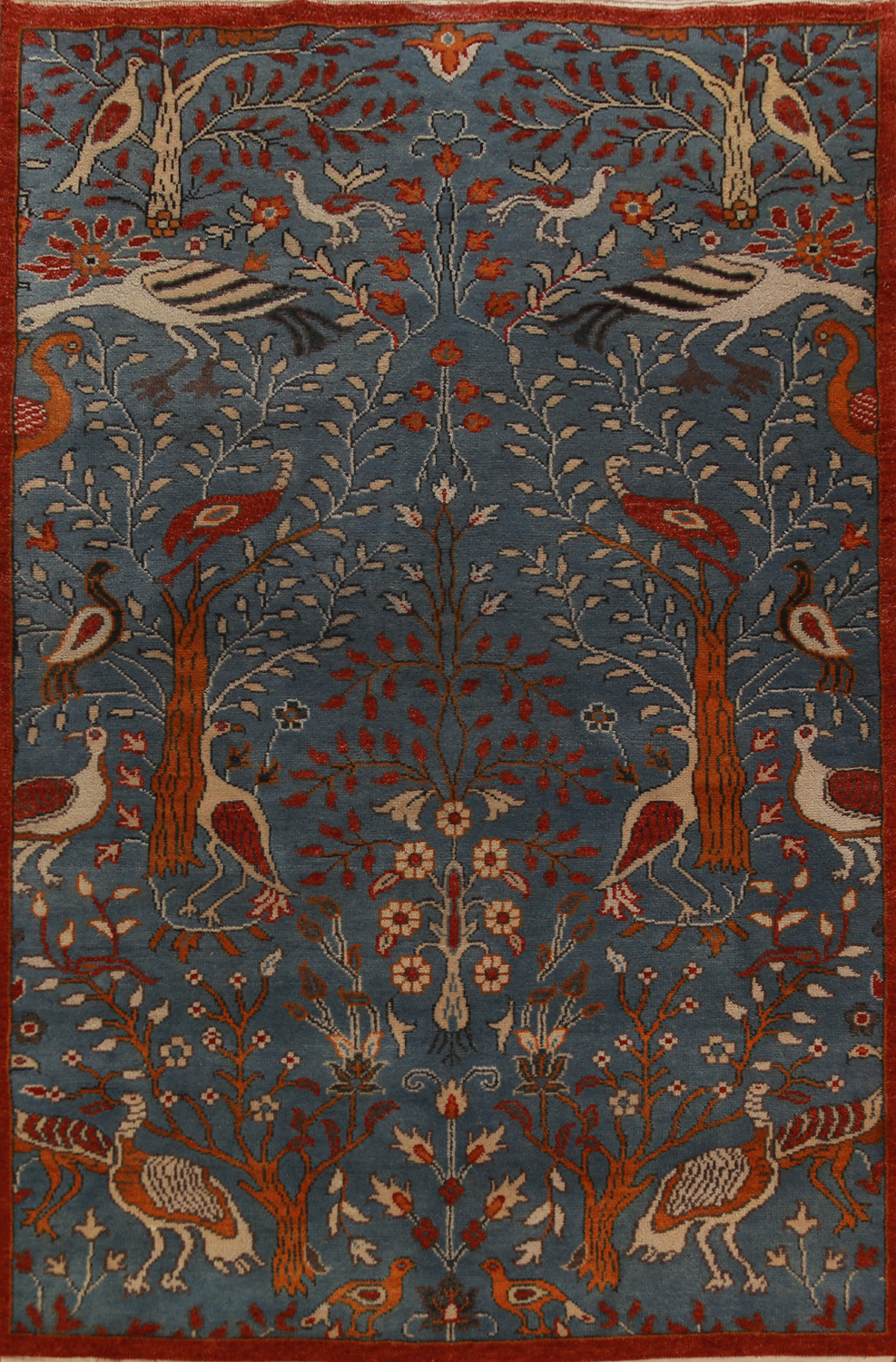 Animals Pictorial Blue Ziegler Oriental Area Rug 6x9