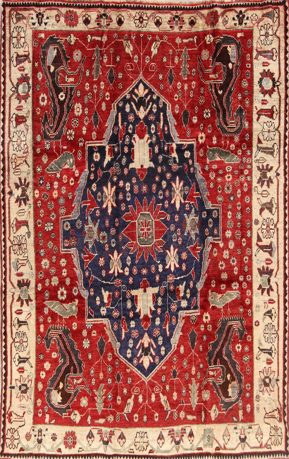Antique Vegetable Dye 6x10 Kashkoli Shiraz Persian Area Rug