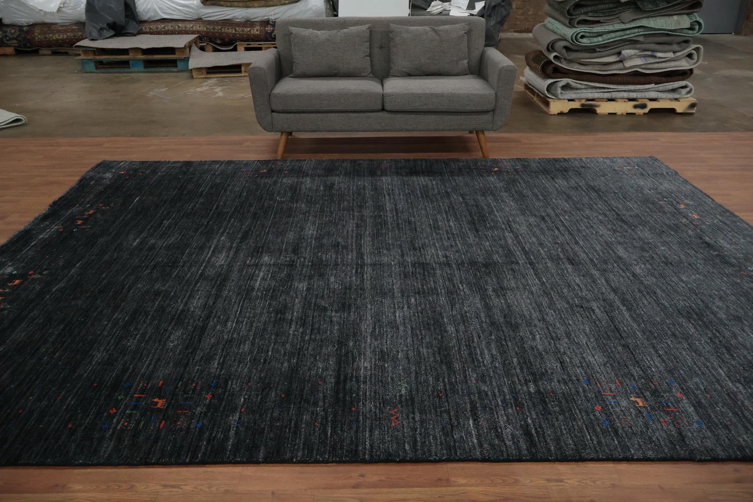 Sophisticated Dark Tone Gabbeh Area Rug 9x12 with Subtle Accents
