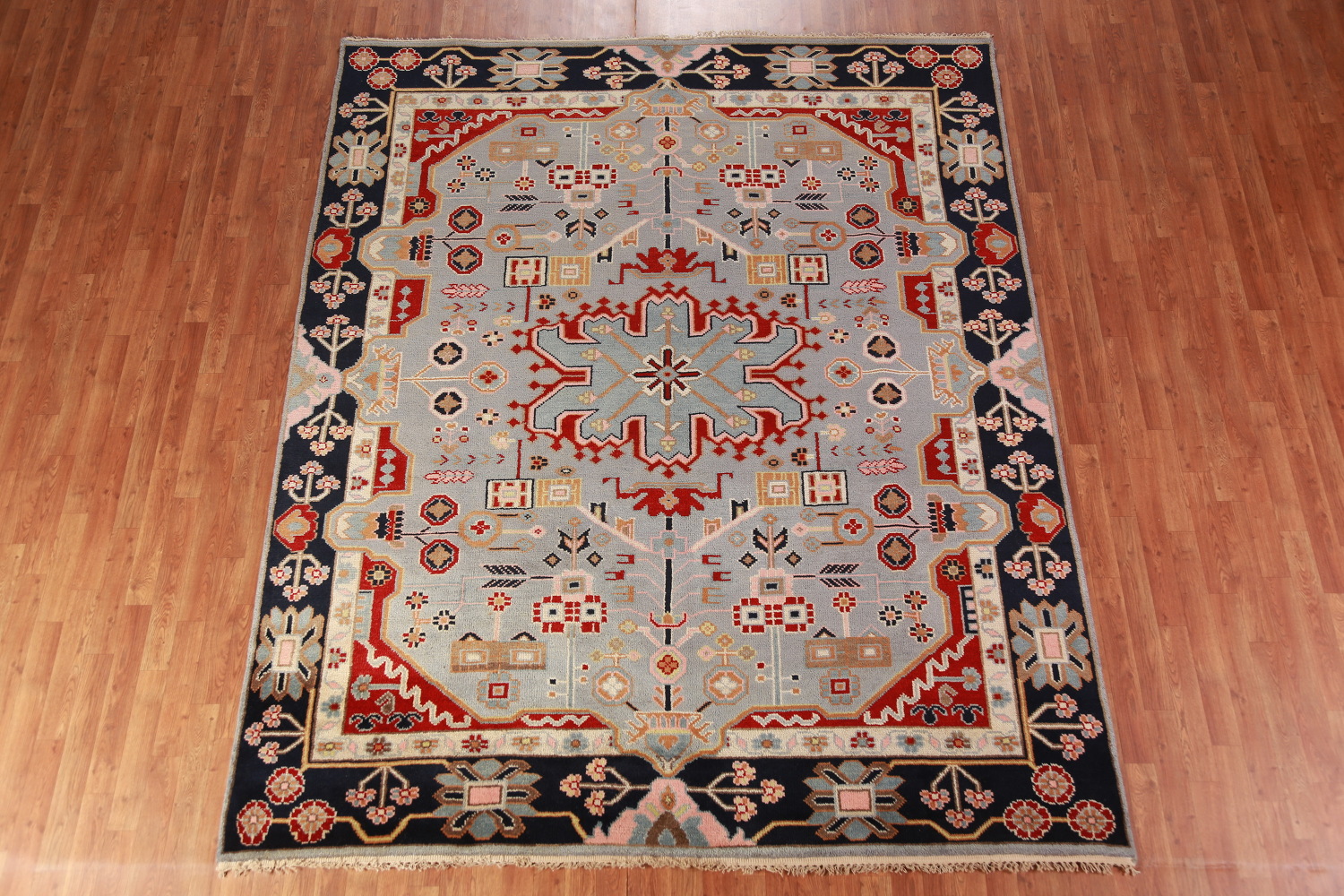 Geometric Blue Kazak Oriental Area Rug 8x10