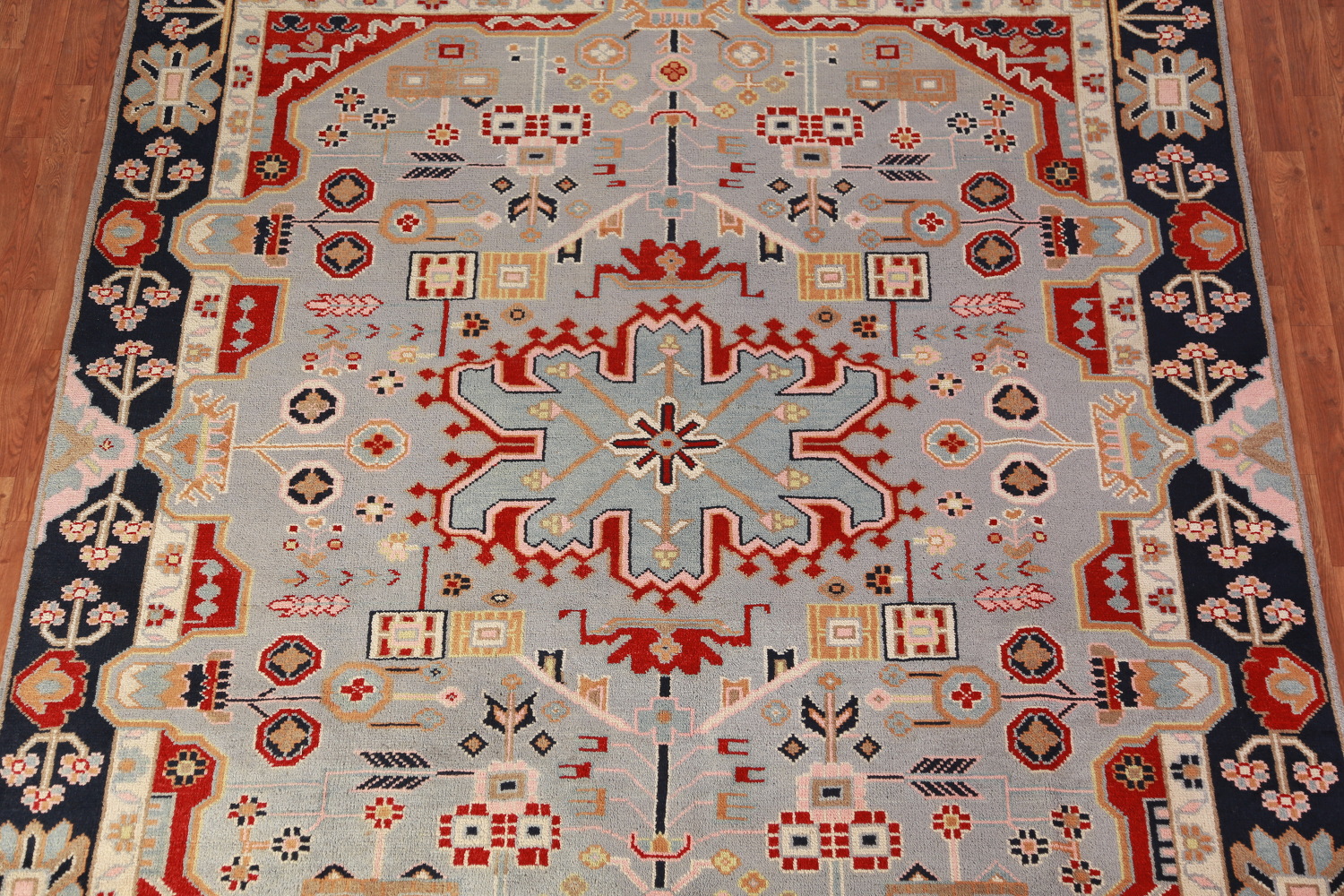 Geometric Blue Kazak Oriental Area Rug 8x10