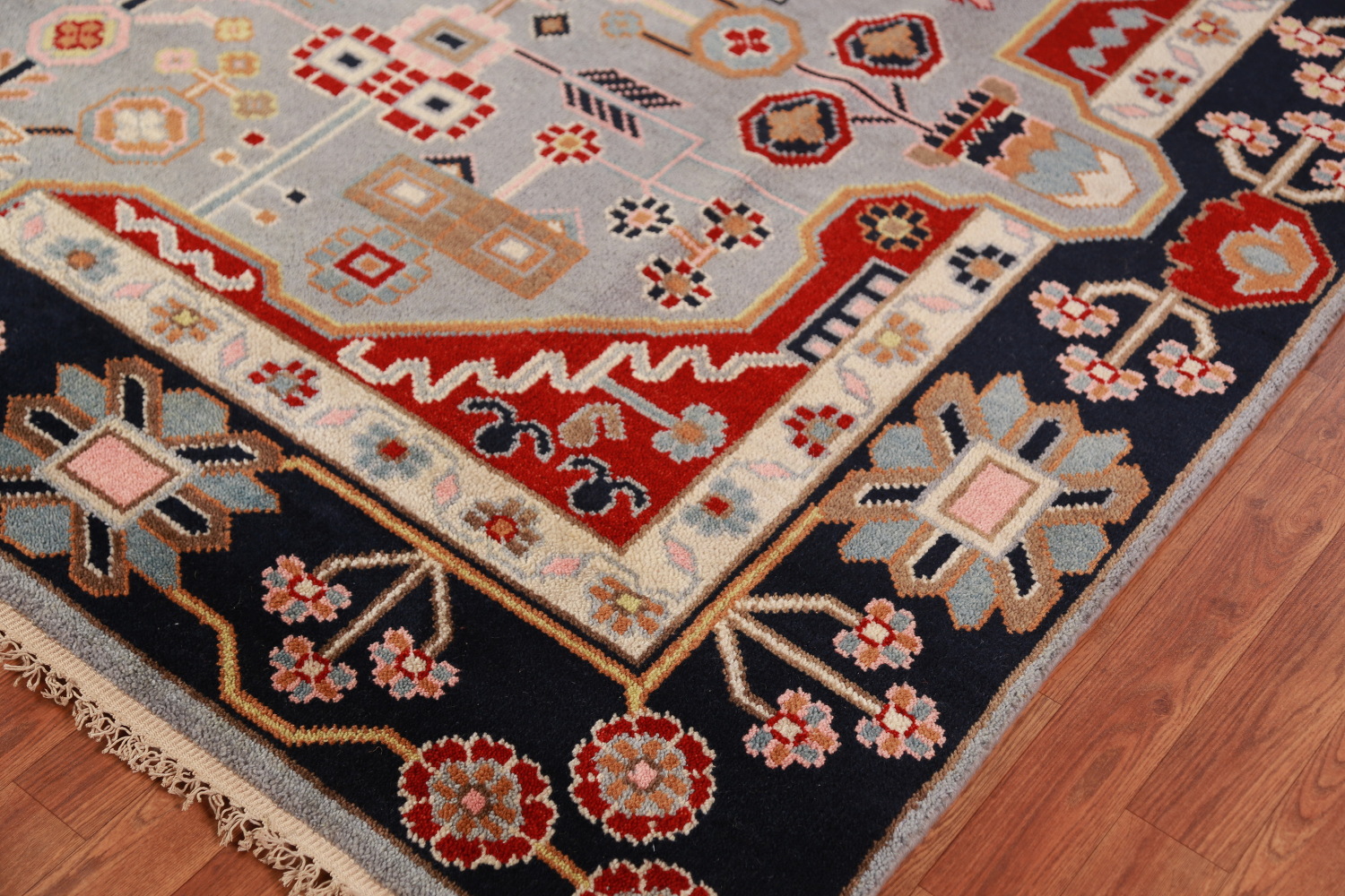 Geometric Blue Kazak Oriental Area Rug 8x10