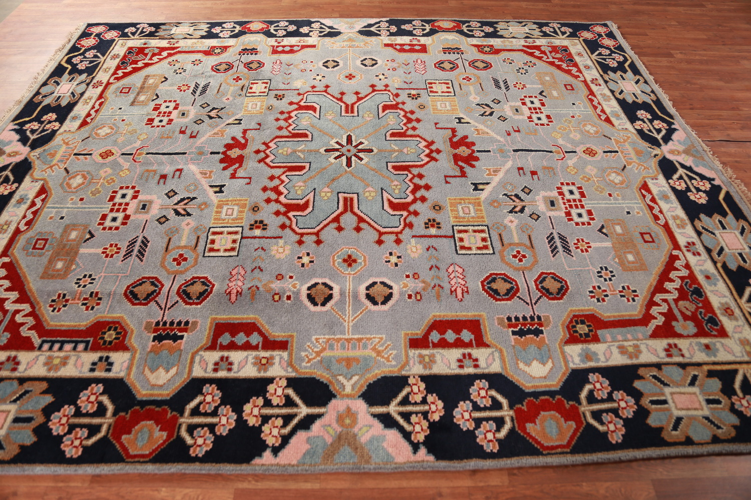 Geometric Blue Kazak Oriental Area Rug 8x10