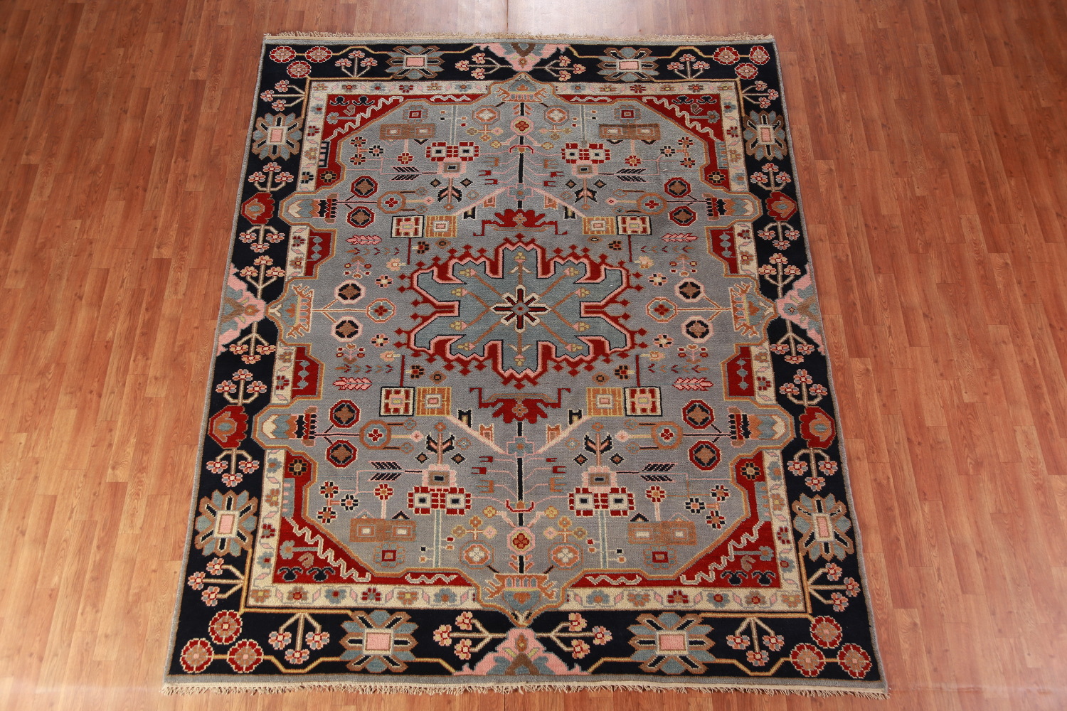 Geometric Blue Kazak Oriental Area Rug 8x10