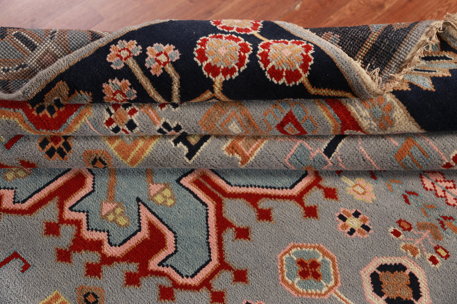Geometric Blue Kazak Oriental Area Rug 8x10