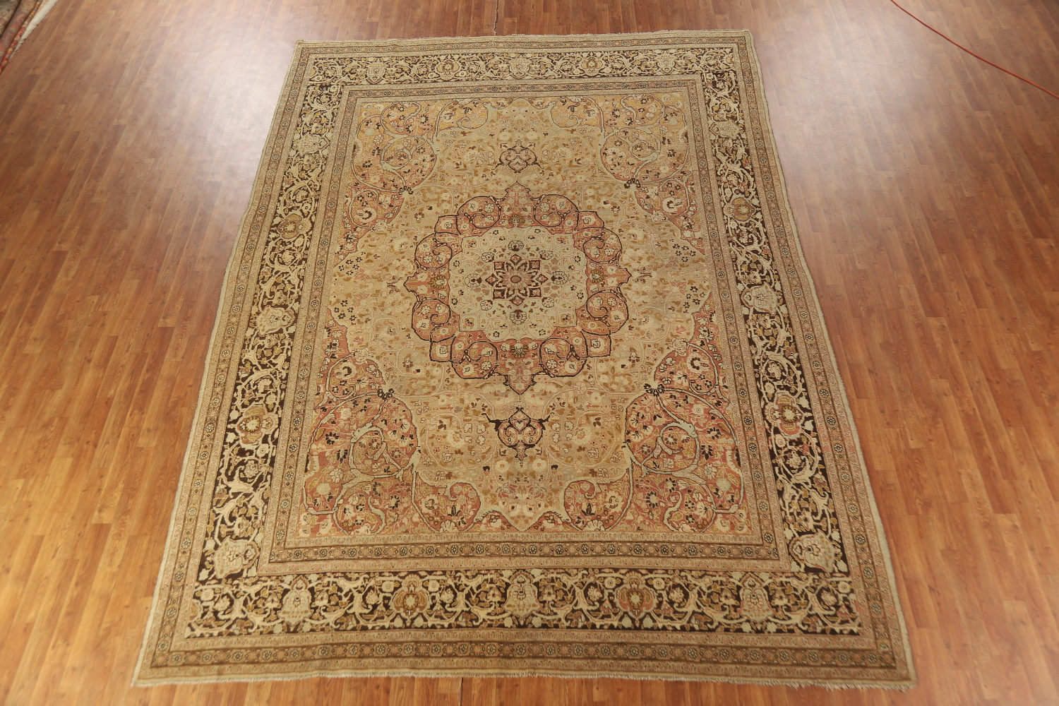 Pre-1900 Vegetable Dye Tabriz Haj jalili Persian Area Rug 9x13