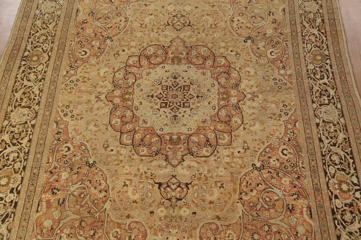 Pre-1900 Vegetable Dye Tabriz Haj jalili Persian Area Rug 9x13
