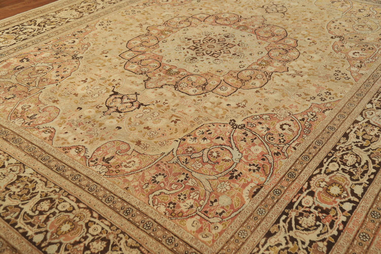 Pre-1900 Vegetable Dye Tabriz Haj jalili Persian Area Rug 9x13