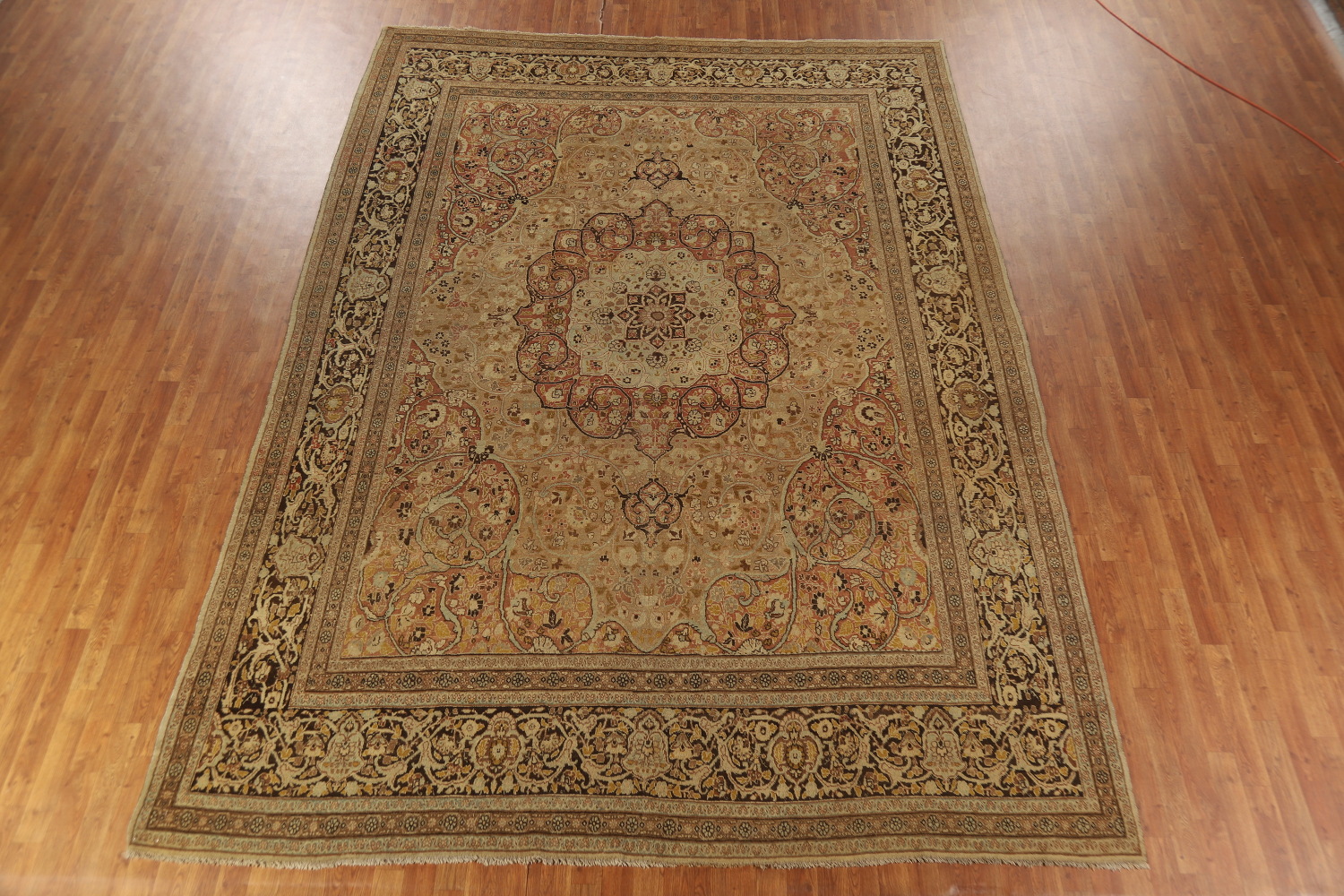 Pre-1900 Vegetable Dye Tabriz Haj jalili Persian Area Rug 9x13