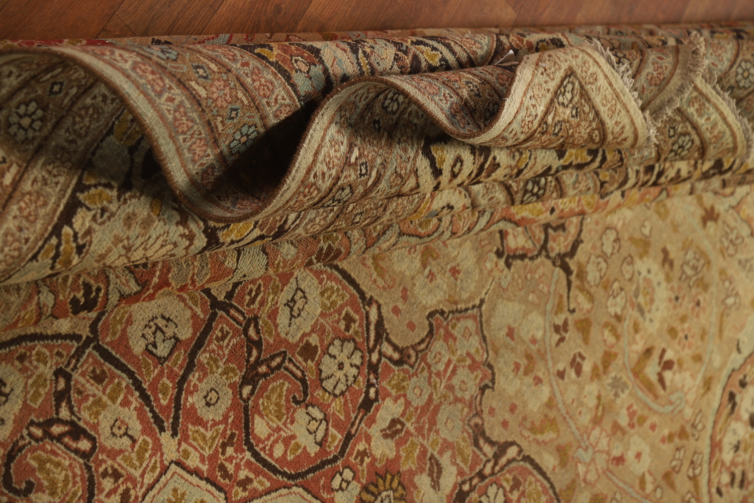 Pre-1900 Vegetable Dye Tabriz Haj jalili Persian Area Rug 9x13