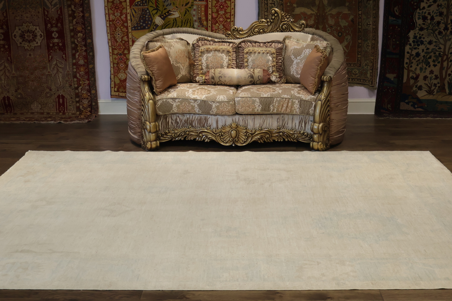 Vegetable Dye Oushak Turkish Wool Rug 9x12