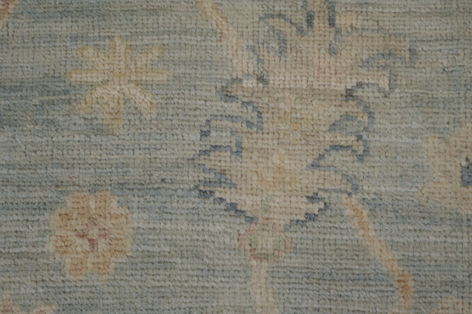 16' Muted Earth-Tone Blue & Ivory Oushak Runner - Handmade Turkish Wool Rug 5x16 ft